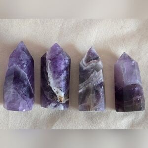 4 Small Amethyst Crystal Points Towers
